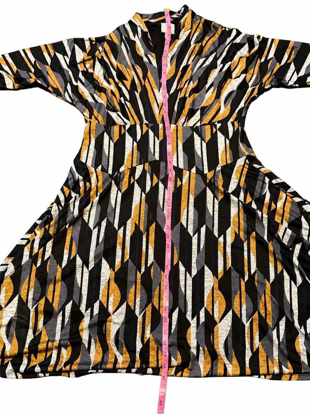 Rabbit Rabbit Rabbit Designs 1X Abstract Geometric Cowl Neck Midi Dress - Picture 8 of 9